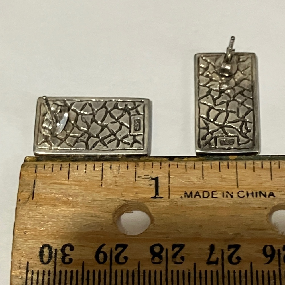 Sterling Silver Heart Pattern Rectangular Post Ea… - image 4